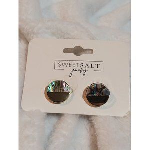 Gold Abalone Split Oval Post Earrings | Sweet Salt Jewelry